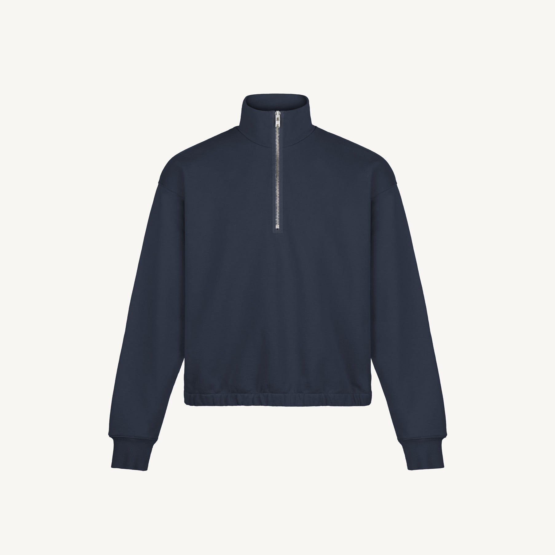Navy Blue Oversized Boxy 1/4-Zip Sweater.
