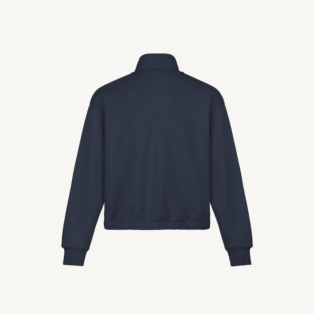 Navy Blue Oversized Boxy 1/4-Zip Sweater.