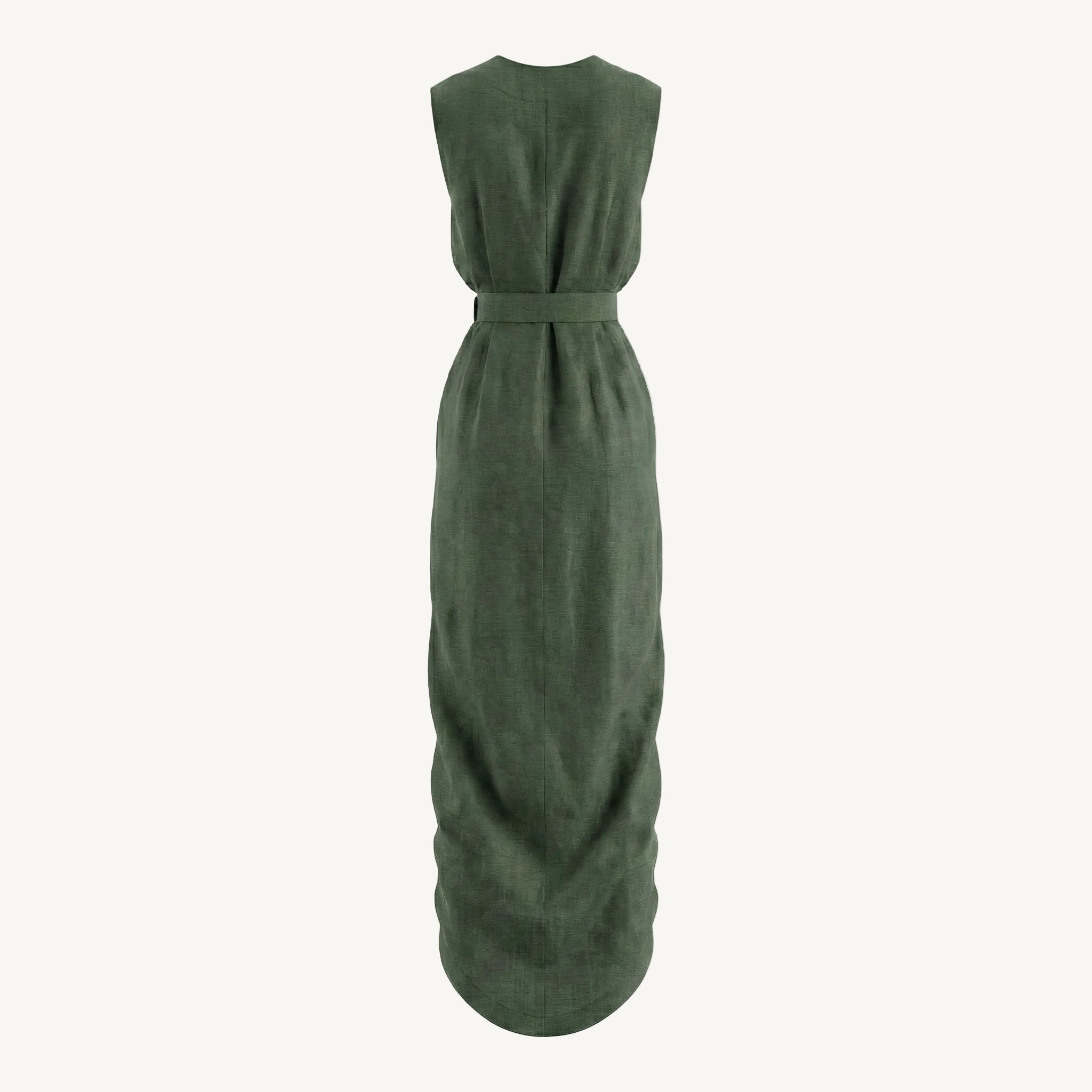 Niraha Signature Pure Linen Olive Green Dress