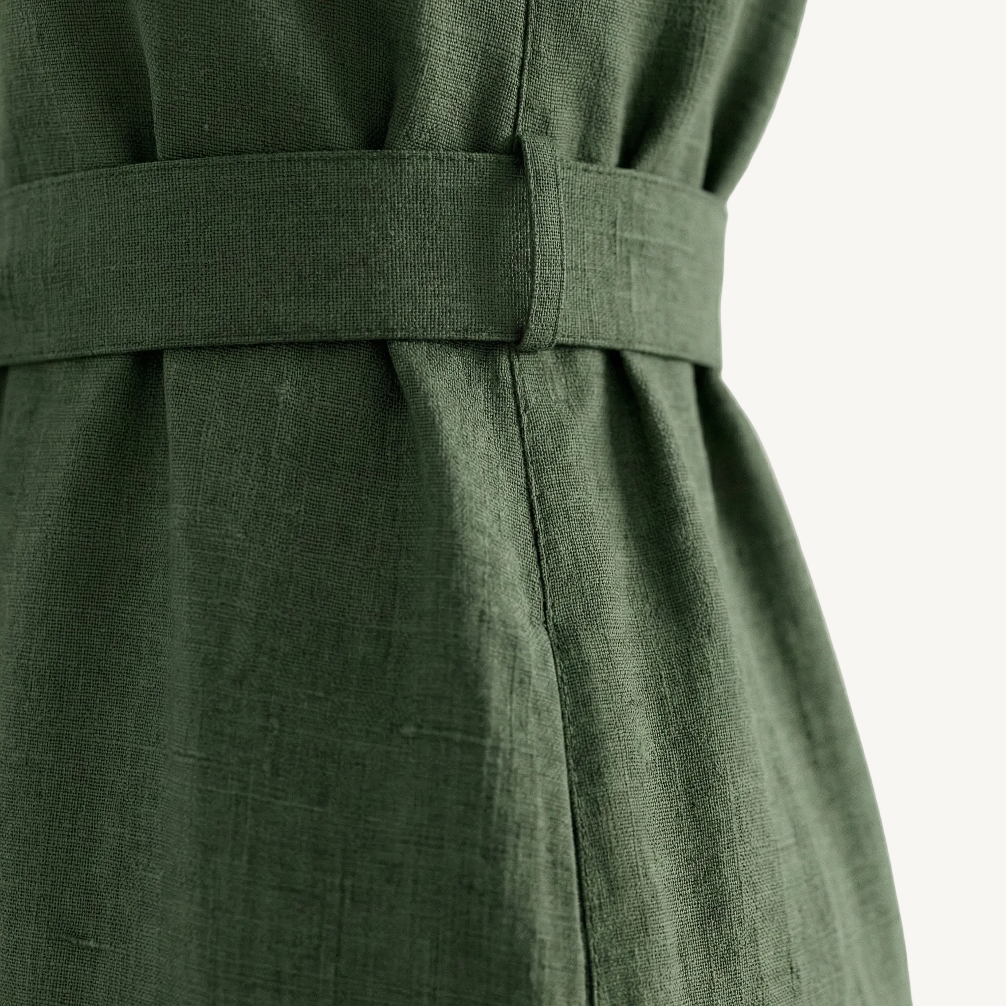 Niraha Signature Pure Linen Olive Green Dress