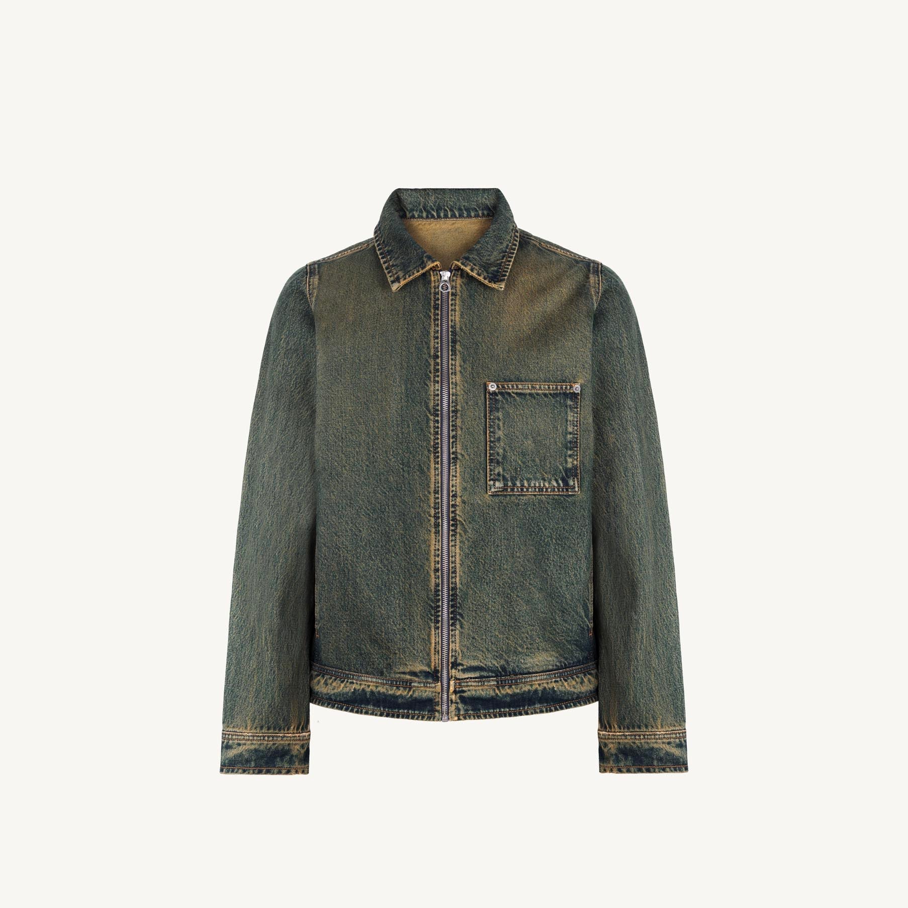 Faded Burn Storm Blue Relaxed Denim Jacket.